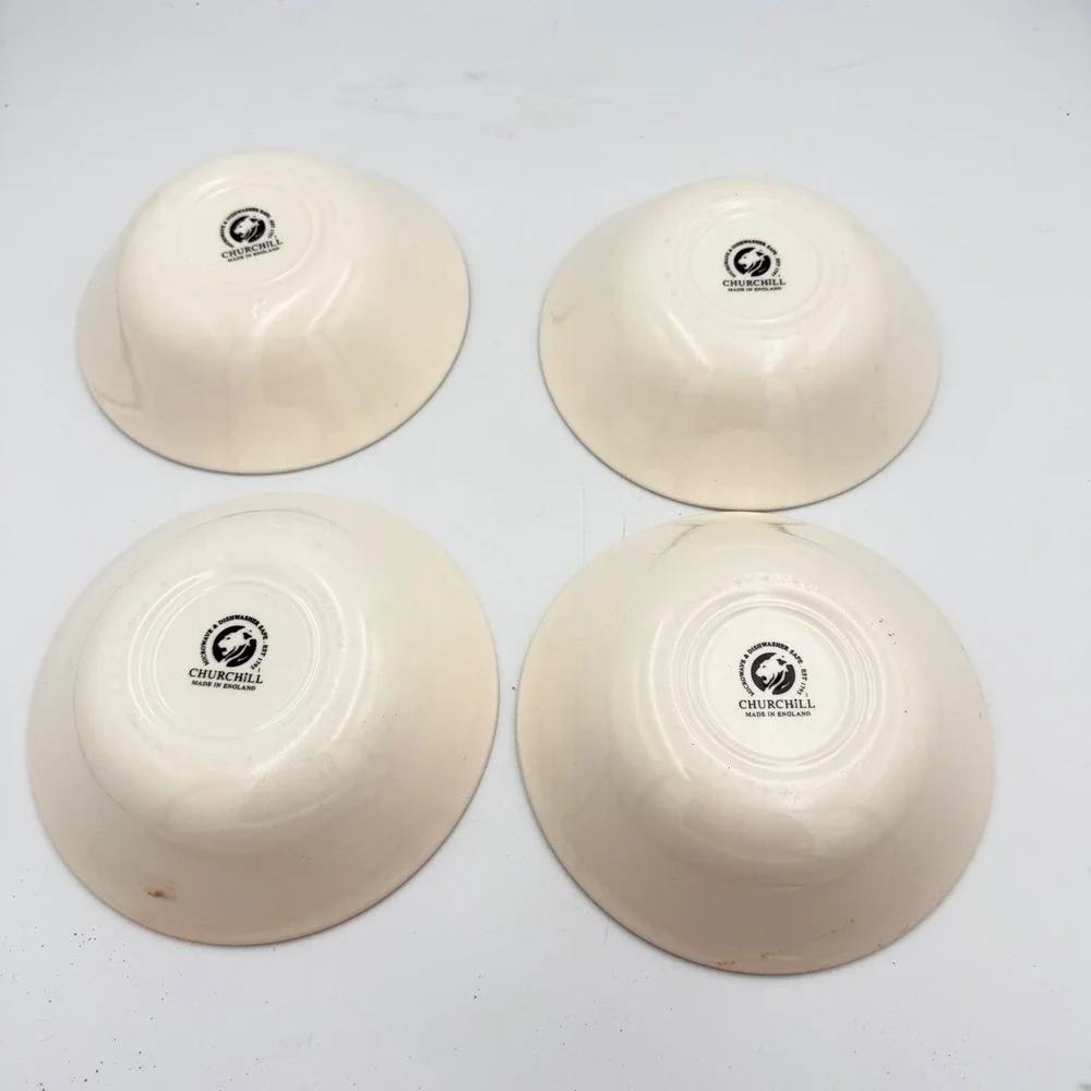 Churchill Antique Rose Pink Transferware Bowls Made in England Set of 4 Vintage